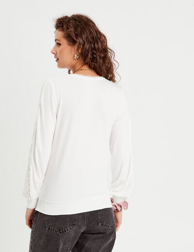 T-shirt manches longues ecru femme