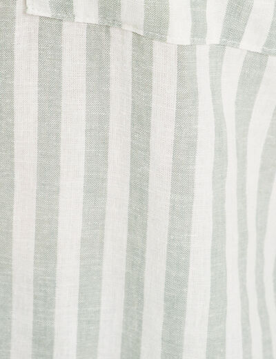 Chemise manches longues contenant du lin vert femme