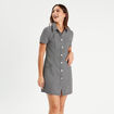 Robe évasée boutonnée noir femme