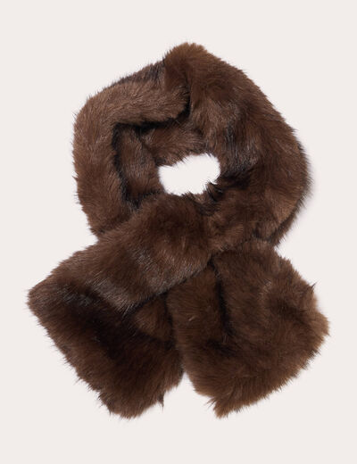 &Eacute;charpe en fausse fourrure marron fonc&eacute; femme