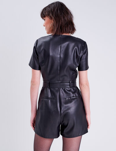 Combishort ceinturé noir femme
