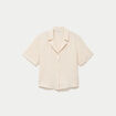 Chemise droite pliss&eacute;e manches courtes ecru femme