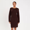 Robe pull d&eacute;tails de boutons marron fonc&eacute; femme
