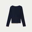 Top ajust&eacute; col v manches longues bleu marine femme