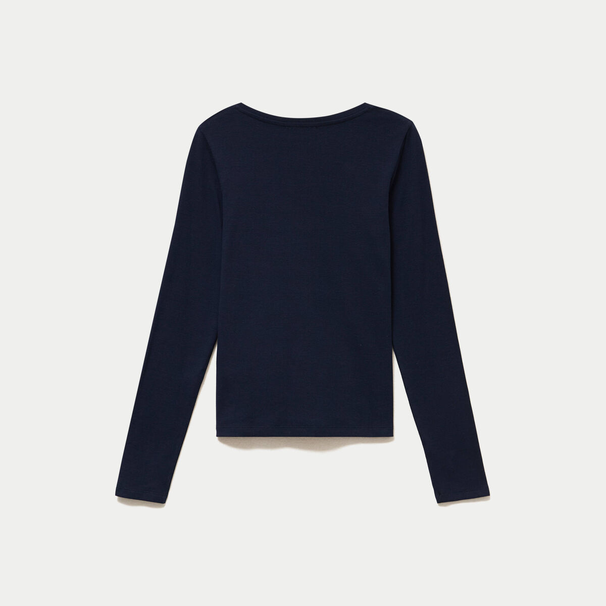 Top ajust&eacute; col v manches longues bleu marine femme