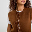 Gilet sans manches noué marron femme