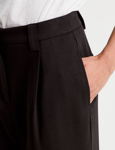 Pantalon large avec pinces noir femme