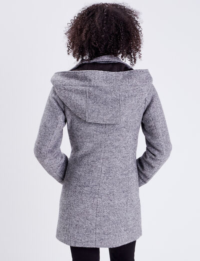 Manteau cintré asymétrique gris foncé femme