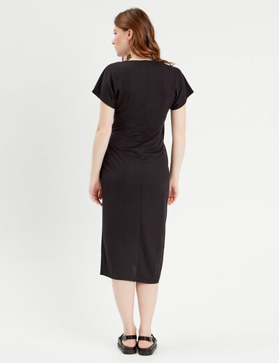 Robe midi portefeuille noir femme