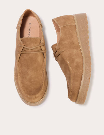 Chaussures aspect daim camel femme