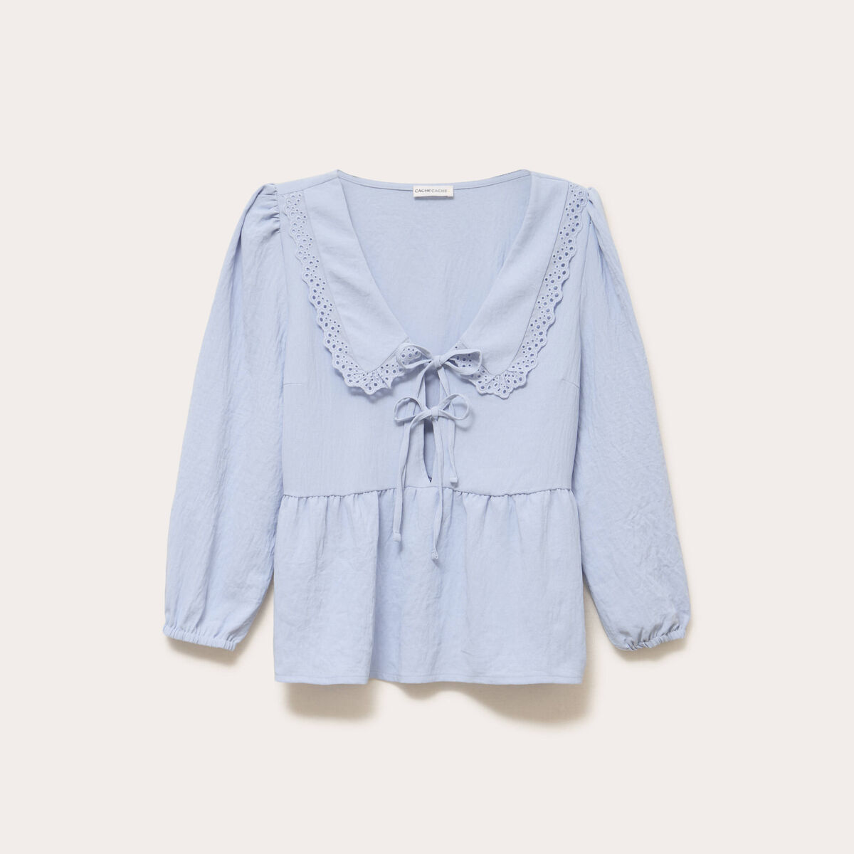 Blouse col claudine denim snow gris femme
