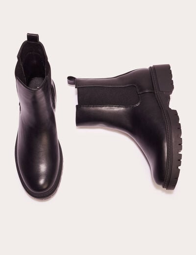 Bottines chelsea crantées noir femme