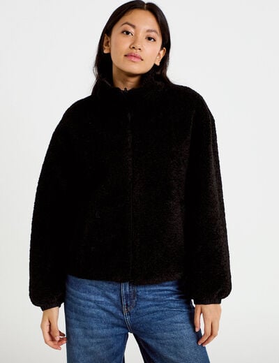Veste r&eacute;versible effet polaire noir femme