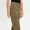 Pantalon cargo bas resserré vert foncé femme