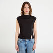 T-shirt ajust&eacute; sans manches noir femme