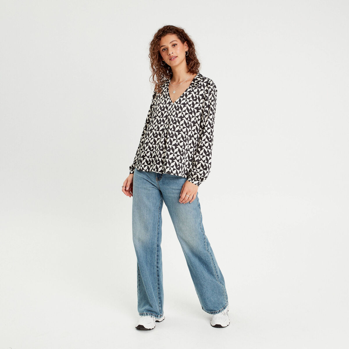 Blouse à manches longues noir femme