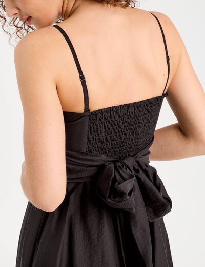 Robe longue patineuse bustier noir femme