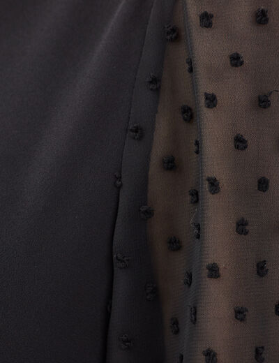 Blouse manches 3/4 noir femme