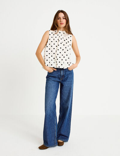 Blouse ample sans manches dos d&eacute;collet&eacute; blanc femme