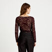 Body ajust&eacute; dentelle col bateau violet fonc&eacute; femme