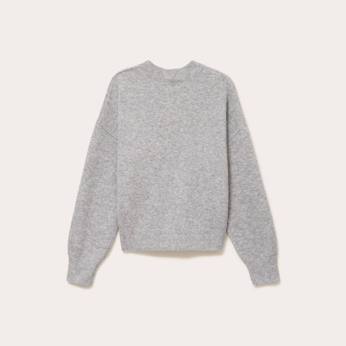 Pull col rond gris clair femme