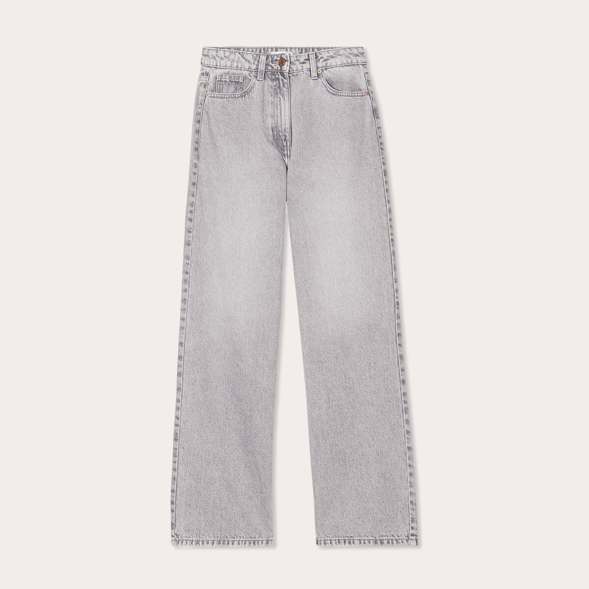 Jeans wide leg taille haute denim gris femme