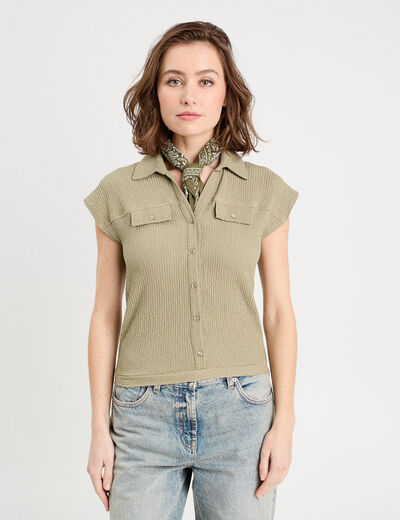 Blouse manches courtes vert pastel femme