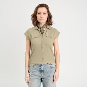 blouse manches courtes vert pastel femme Blouse manches courtes vert pastel femme