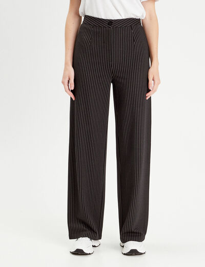 Pantalon jambe large noir femme