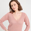Pull ajouré manches longues rose pastel femme