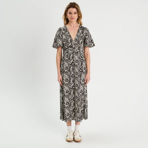 Robe longue évasée blanc femme