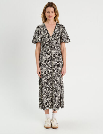 Robe longue évasée blanc femme