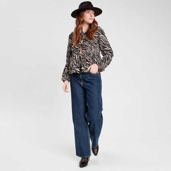 blouse nouee manches longues noir femme Blouse nouée manches longues noir femme