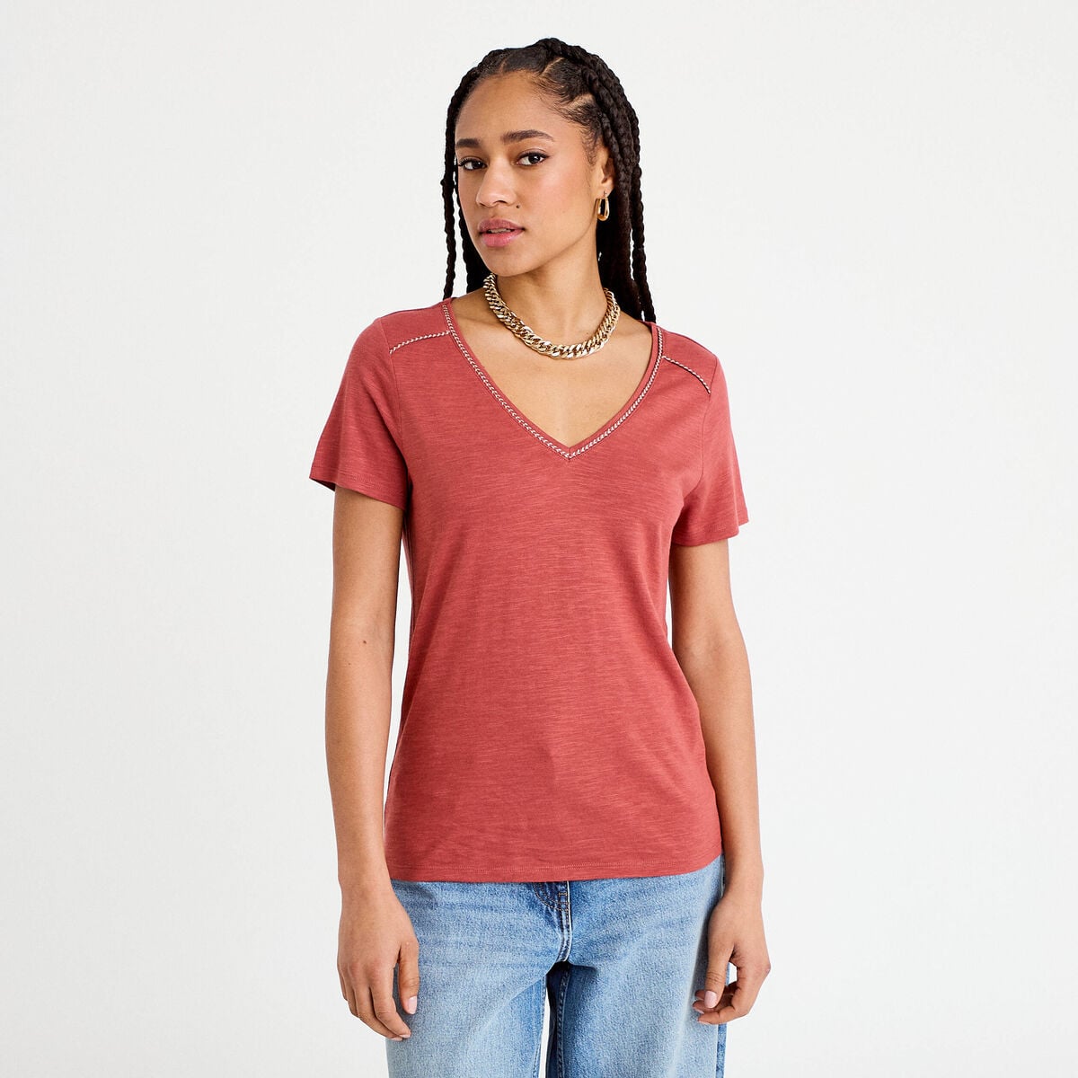 T-shirt manches courtes vieux rose femme
