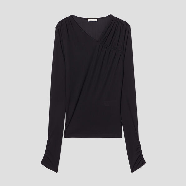 blouse ajustee avec fronces noir femme Blouse ajustée avec fronces noir femme
