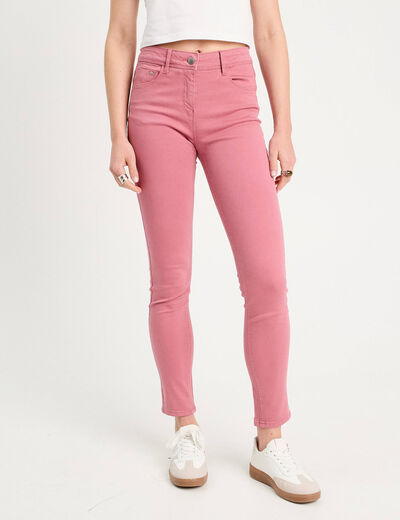 Jeans slim 5 poches vieux rose femme