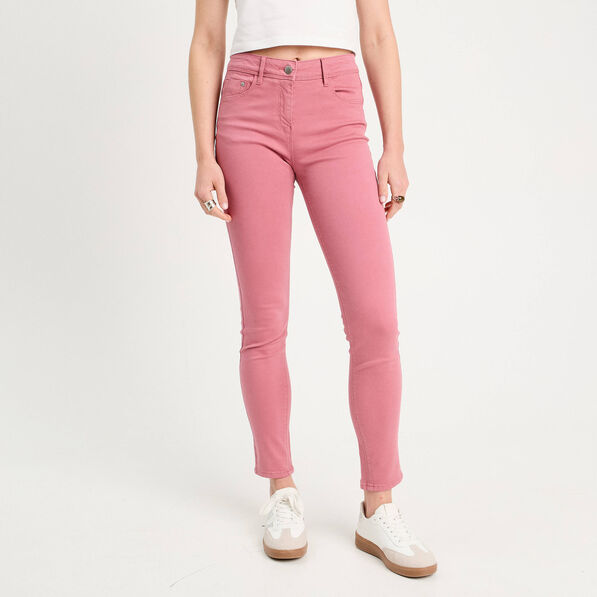 Jeans slim 5 poches vieux rose femme