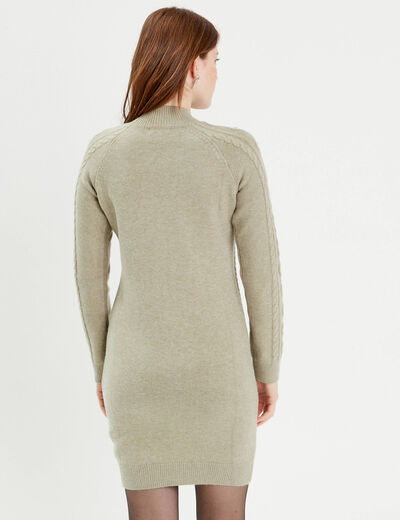 Robe pull ajustée torsades vert pastel femme