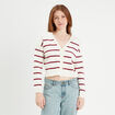 Pull avec petit noeud rouge foncé femme