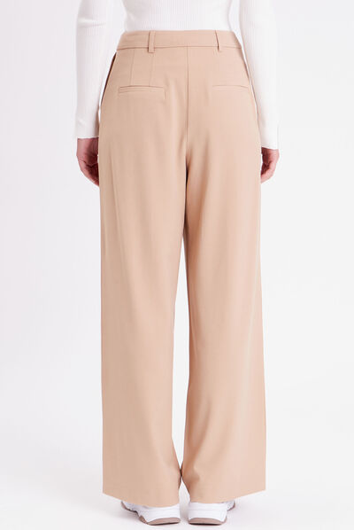 Pantalon city droit pinces sable femme