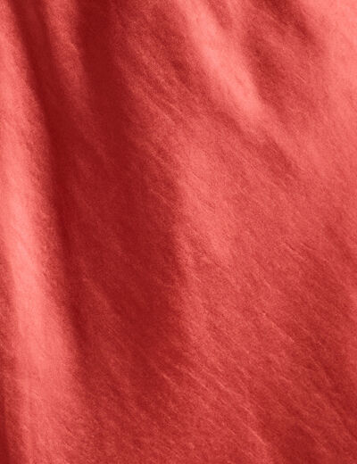 Jupe midi droite effet satin vieux rose femme