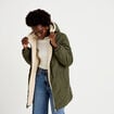 Parka r&eacute;versible effet polaire vert kaki femme