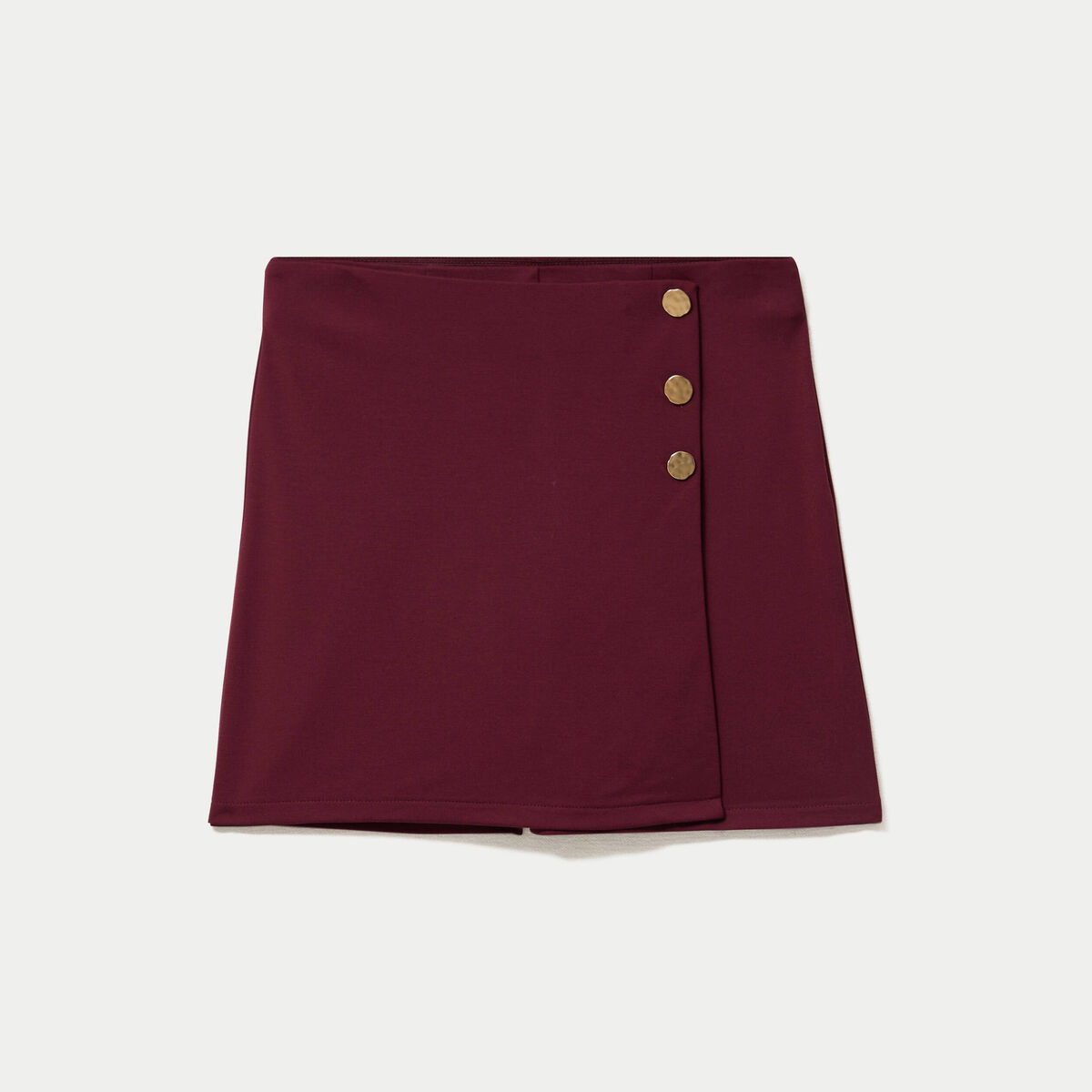 Jupe-short trap&egrave;ze en maille bordeaux femme
