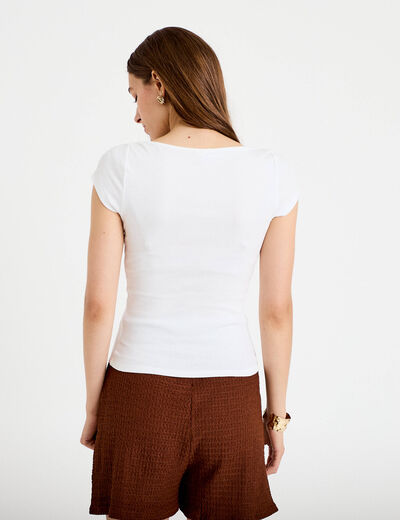 T-shirt ajust&eacute; manches courtes blanc femme