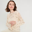 Pull ajouré effet crochet ecru femme