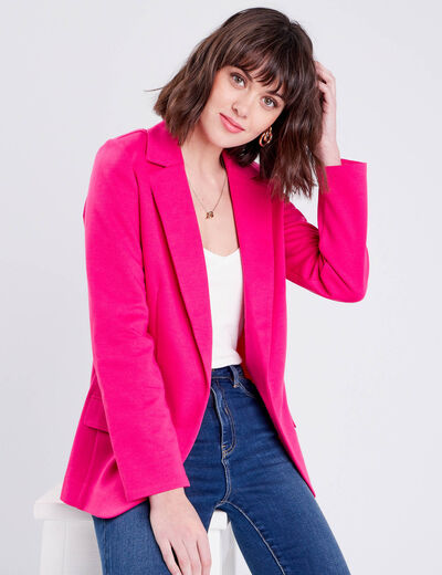 Veste esprit blazer droite rose fushia femme