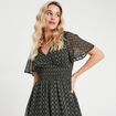 Robe évasée manches courtes noir femme