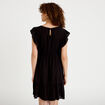 Robe &eacute;vas&eacute;e cr&ecirc;pe col v manches courtes noir femme