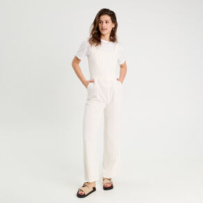 Combinaison pantalon bretelles blanc femme
