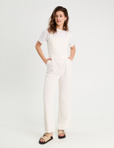 Combinaison pantalon bretelles blanc femme